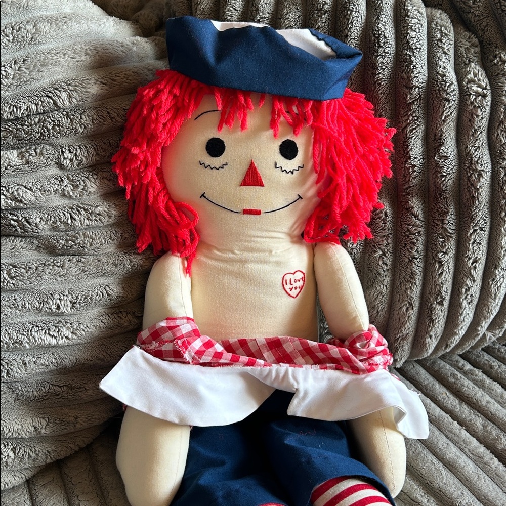 Raggedy Andy Vintage Collectible Doll Sweet Face "I Love you,” Large Rag Doll - Picture 12 of 12